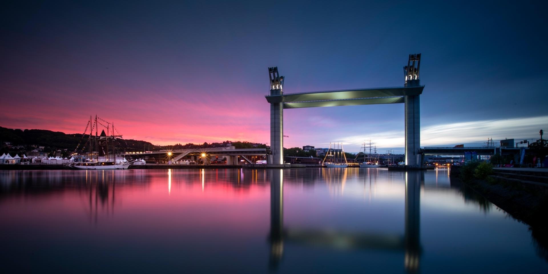 Rouen’s Lift Bridge at Dusk